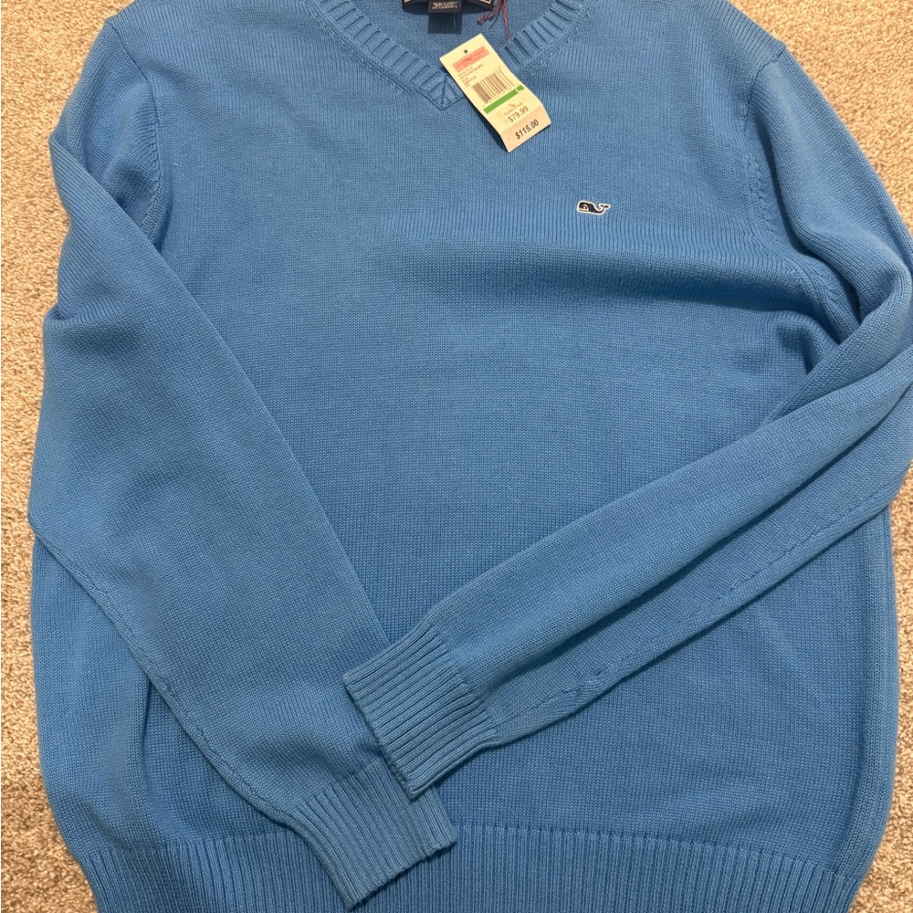 Vineyard Vines Men's Blue V-Neck Sweater